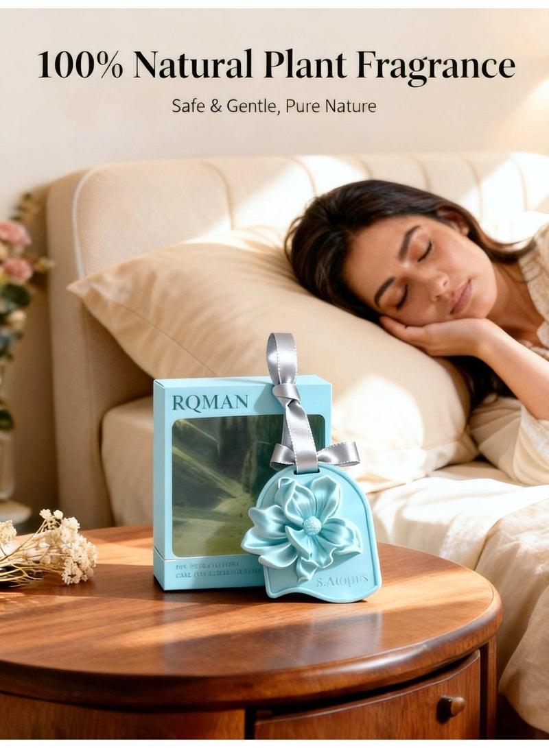 معطر هواء السيارة بتصميم زهور ثلاثي الأبعاد - معطر جو السيارة المعلق برائحة نباتية طبيعية برائحة الحمضيات والورد وخشب الصندل - رائحة تدوم طويلاً - آمن ولطيف - هدية أنيقة للسيارة - Image 4