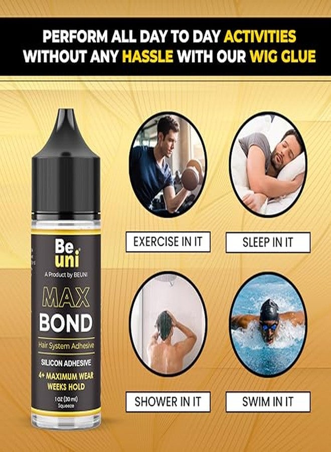 Beuni Max Bond Hair Patch Glue For Men - Super Hold Up To 2-4 Weeks | Hair Wig Glue Adhesive | Strong Hold, Water Proof, Skin Friendly | (30ML- Pack of 2) - Image 3