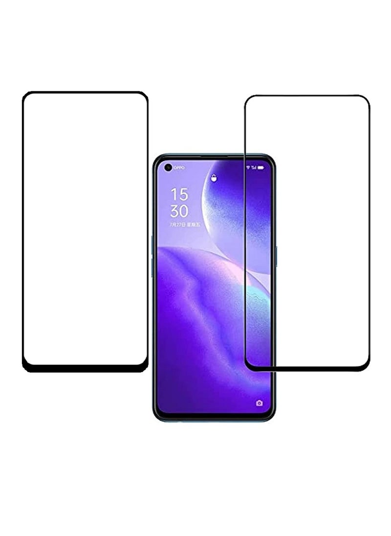 2 Pieces Tempered Glass Screen Protector 5D Designed For Oppo Reno4 Full Glue Edge to Edge Full Screen Coverage And Bubble Free