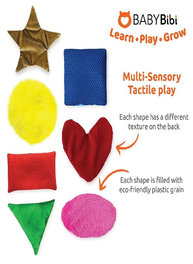 BabyBibi Babybibi Bean Bags Learning Shapes for Toddlers - Sensory Toys for Babies - Set of 7 Touch and Feel Cloth Shapes to Develop Brain & Motor Skills  - Image 2