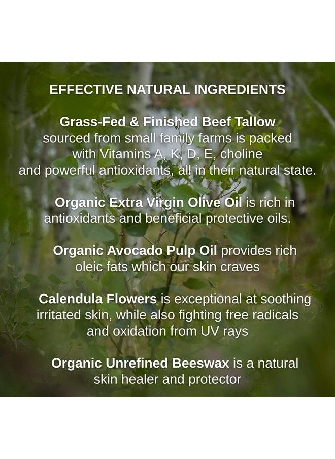 Shwally - Tallow & Calendula Face & Body Balm - Paleo & Primal Tallow Moisturizer - 100% Grass Fed Tallow, Avocado & Olive Oils With Calendula Flowers - Rich in Vitamin A, K, D & E - All-Purpose Tallow - Image 1