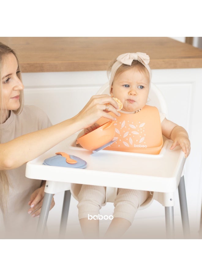 Baboo Silicone Baby Bowl and Spoon Set with Suction and Lid, First Stage Self Feeding Essentials, Food Bowl for 6+ Months (Blue Haze) - Image 3