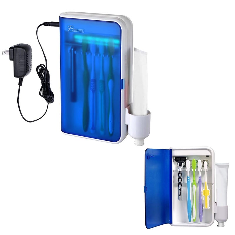 Pursonic UV Toothbrush Sanitizer Holder Wall Mounted - 5 Slots Toothbrush Holders for Bathrooms with Toothpaste Holder - No-Drill Toothbrush Holder Fits Electric Toothbrush Heads - Image 4