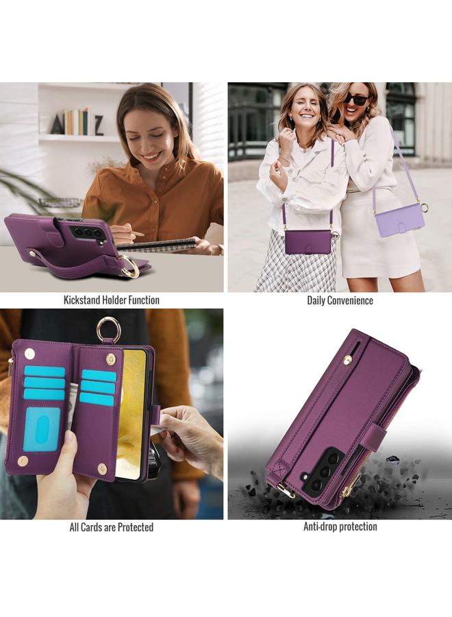 اس-توب جراب لهاتف Samsung Galaxy S22+ 5G، جراب هاتف جلدي متعدد الوظائف مزود بحلقة كروس بودي - Image 4