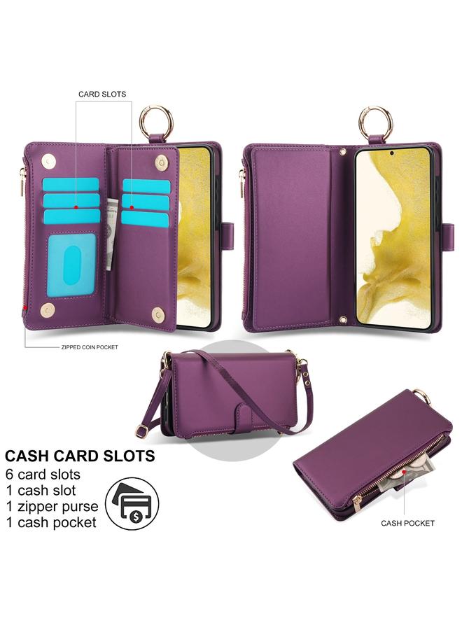 اس-توب جراب لهاتف Samsung Galaxy S22+ 5G، جراب هاتف جلدي متعدد الوظائف مزود بحلقة كروس بودي - Image 2