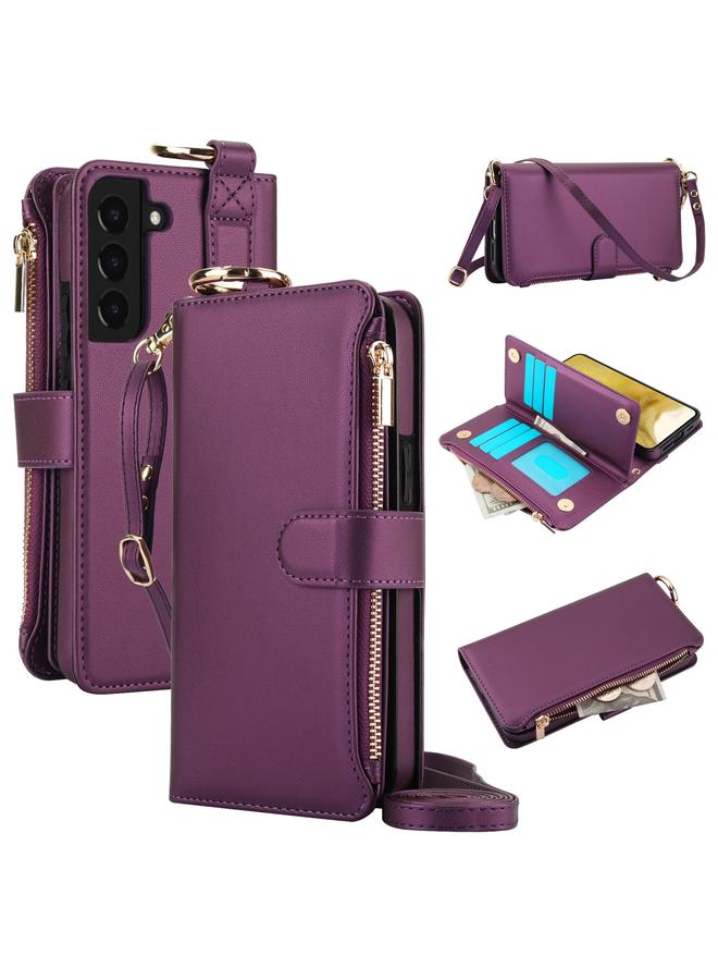 اس-توب جراب لهاتف Samsung Galaxy S22+ 5G، جراب هاتف جلدي متعدد الوظائف مزود بحلقة كروس بودي - Image 1