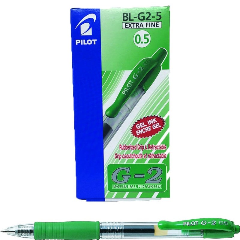Pilot G2 gel pen, green ink, 0.5, pack of 12