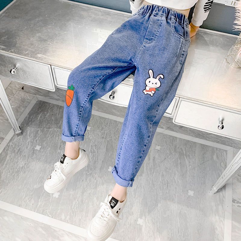 Girls' Jeans 2022 New Arrival Girls' Korean Style Trousers For Children Large Children Loose Casual Pants - Image 3