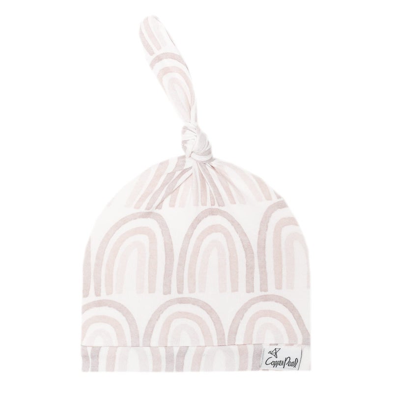 Copper Pearl Baby Beanie Hat Top Knot Stretchy Soft Mesa