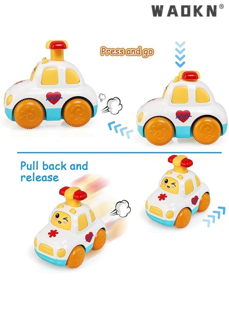 WAOKN Pull Back Cars for Toddlers, Colorful Push and Go Toys for Ages 1-3, 3 Pack Kids Early Educational Vehicles - Perfect for Boys and Girls Birthday Party Favors Gift (Inertial Cars)  - Image 3