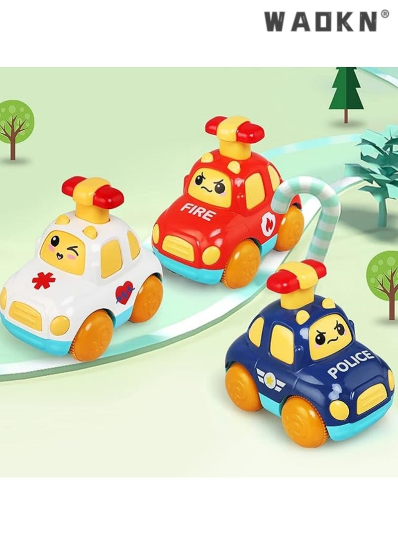 WAOKN Pull Back Cars for Toddlers, Colorful Push and Go Toys for Ages 1-3, 3 Pack Kids Early Educational Vehicles - Perfect for Boys and Girls Birthday Party Favors Gift (Inertial Cars)  - Image 2