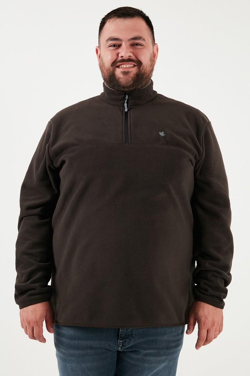 Buratti Regular Fit Anti-Pilling Plus Size Stand Collar Winter Raised Polar Fleece Men's Polar 5906001B - Image 3