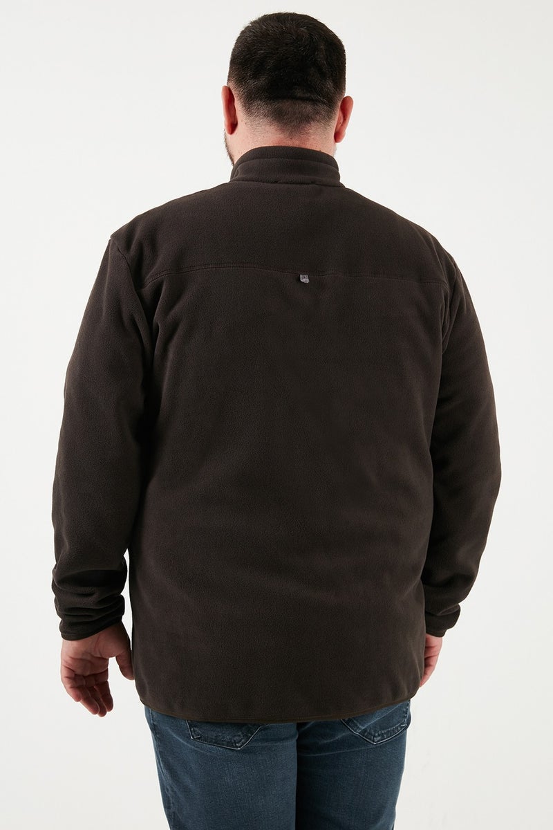 Buratti Regular Fit Anti-Pilling Plus Size Stand Collar Winter Raised Polar Fleece Men's Polar 5906001B - Image 5