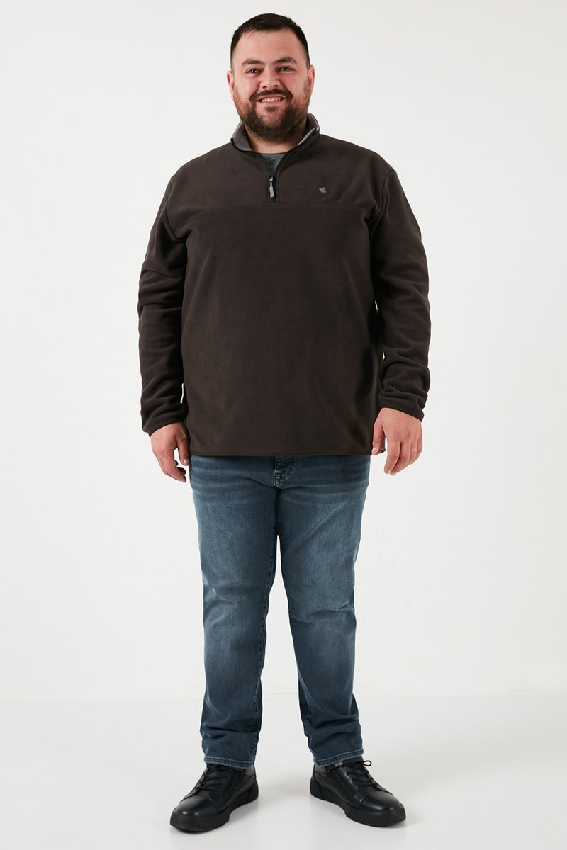 Buratti Regular Fit Anti-Pilling Plus Size Stand Collar Winter Raised Polar Fleece Men's Polar 5906001B - Image 1