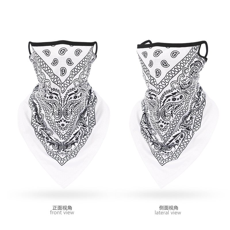 Generic Ice Silk Mesh Triangle Bandana Breathable Cycling UV Protection Unisex Outdoor Neck Gaiter Xinping White Cashew Flower