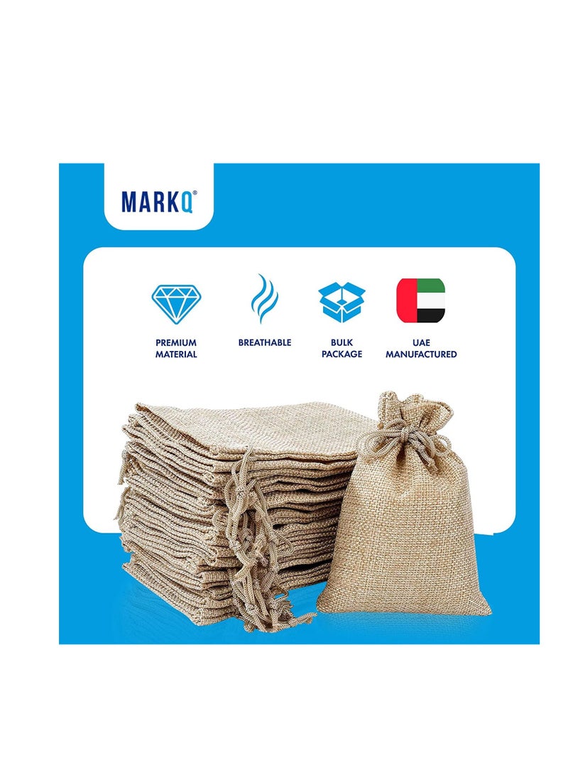 MARKQ أكياس خيش مع حبل سحب 13 × 18 سم أكياس جوت هيسيان للهدايا في أعياد الميلاد، هدايا حفلات الزفاف، أكياس الحلوى والمجوهرات [عبوة من 12] - Image 3