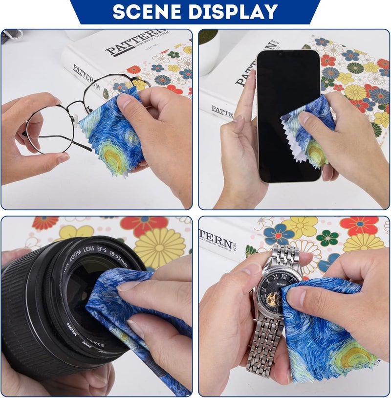 PG6 Pattern Printed Soft Microfiber Cleaning Cloths 16 Pieces for Eyeglasses (Patterns Randomly Sent), Camera Kens, Cell Phones, CD, DVD, Computers, Tablets, Laptops, Telescope, LCD Screens - Image 4