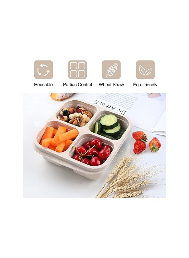 Green Tiger 4 Pack Snack Containers for Kids and Adults, 4 Compartment Reusable Bento Snack Box for Meal Prep, Divided Small Snack Containers for Lunch Travel Work Office School Healthy Snacks Storage - Image 2