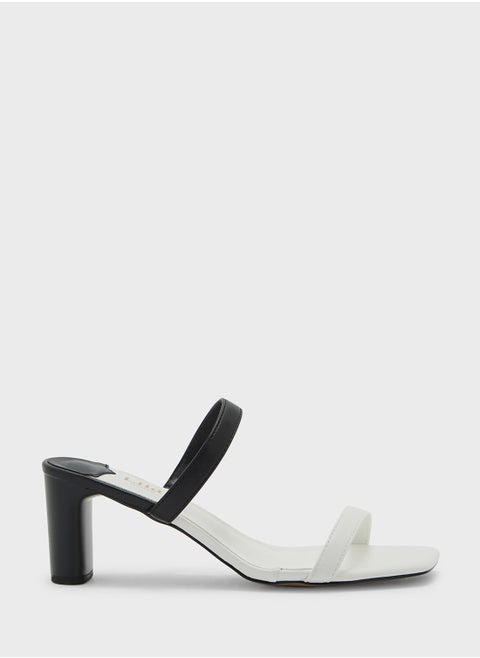 Color Block Double Strap Heel Sandal