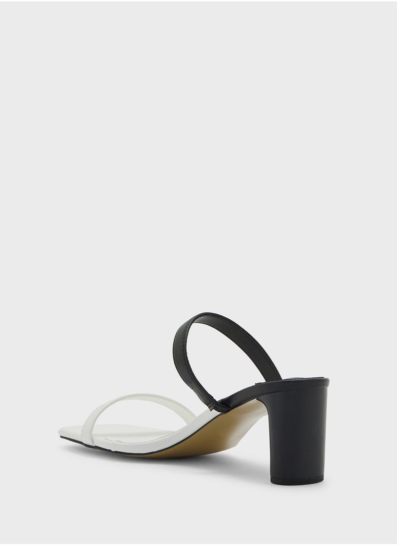 Color Block Double Strap Heel Sandal