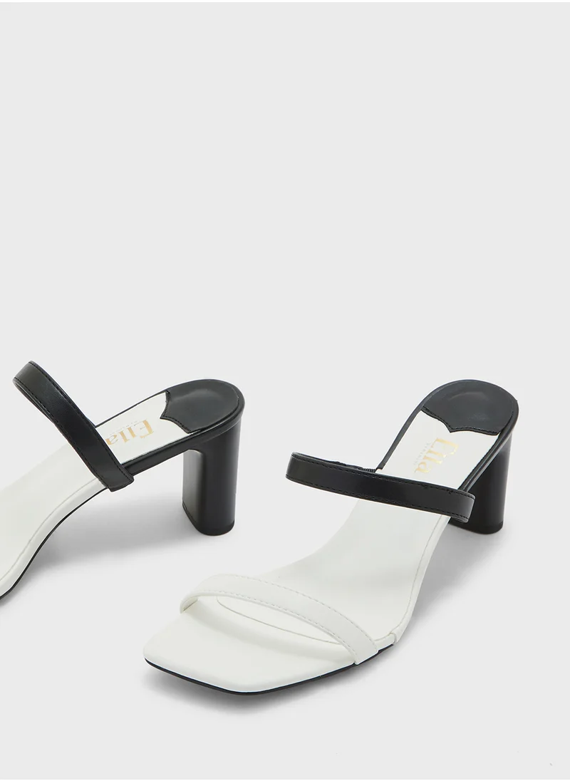 ELLA Color Block Double Strap Heel Sandal