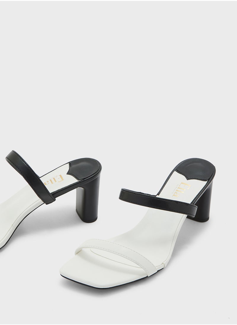 Color Block Double Strap Heel Sandal