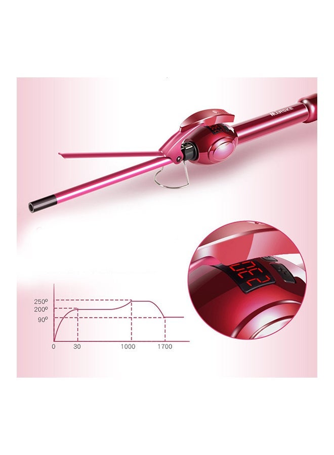 NIBEMINENT Professional Lcd Display Curling Iron Rotation Curl Wand Rose Red 9MM - Image 2