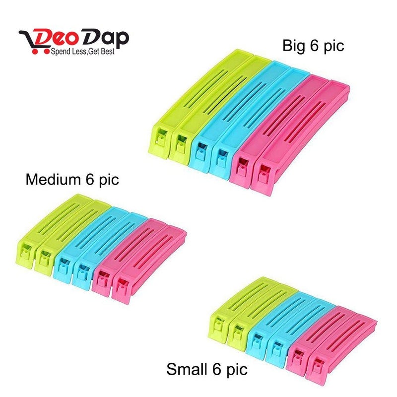 DeoDap Clips for Packet Sealing 18 Pc - Multipurpose plastic Airtight Food Snack Bag Clip Set, Storage Clips for food Packets, Multi-color and Reusable Vacuum Sealer for Keeping Food Fresh for Kitchen - Image 4