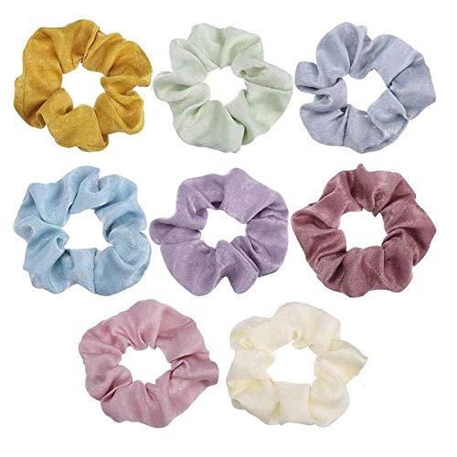 Belicia 12 Packs Silk Scrunchies for Hair Large Stain Hair Scrunchies for Girl Women Solid Color Tie Dye Scrunchy Hair Bands Elastic Hair Ties Ponytail Holder Wrist Wrap Bun Dance Hairstyle - Image 1