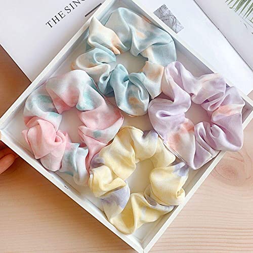Belicia 12 Packs Silk Scrunchies for Hair Large Stain Hair Scrunchies for Girl Women Solid Color Tie Dye Scrunchy Hair Bands Elastic Hair Ties Ponytail Holder Wrist Wrap Bun Dance Hairstyle - Image 2