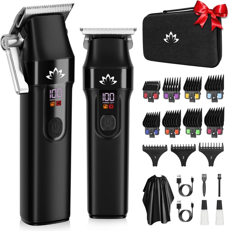 Suttik Hair Clippers for Men Cordless Hair Beard Trimmer Professional TBlade Trimmer USB Rechargeable Hair Cutting Grooming Kit Barber Clippers Set LED Display