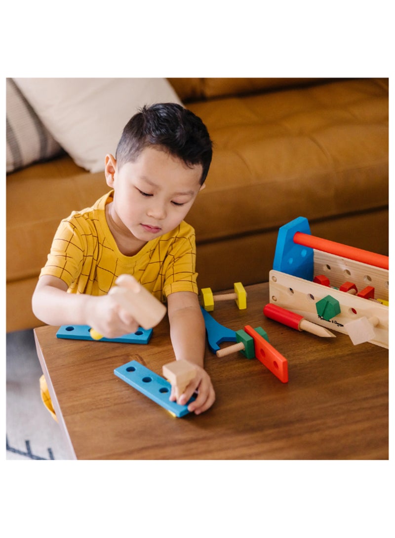Melissa & Doug Take-Along Tool Kit Wooden Construction Toy 24 Piece Toy Tools, Wooden Tool Set for Toddlers and Kids Ages 3+ - Image 2