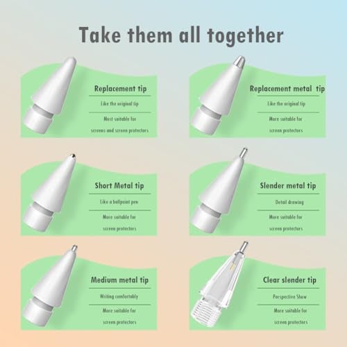 SIXFU Replacement Pencil Tips for Apple Pencil, Multiple Durable iPencil Tip Nibs Accessories for iPad Pro/Apple Pencil Pro/USB-C/ 1st Gen/ 2nd Generation (6 PCS) - Image 5