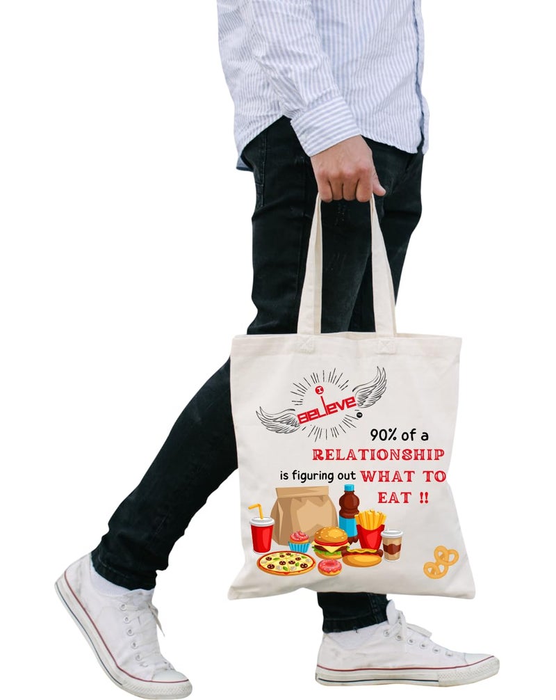 STRUTT Foldable Canvas Tote Bag for Women, Tote Bag for College Girls,100% Organic Cotton Reusable Shopping Bag for Grocery, Eco-Friendly Multi-Purpose Bag for Travel & Daily Use - in Relationships - Image 5