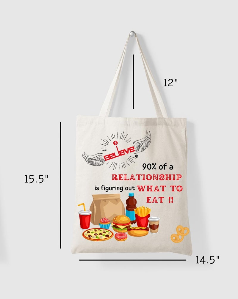 STRUTT Foldable Canvas Tote Bag for Women, Tote Bag for College Girls,100% Organic Cotton Reusable Shopping Bag for Grocery, Eco-Friendly Multi-Purpose Bag for Travel & Daily Use - in Relationships - Image 2