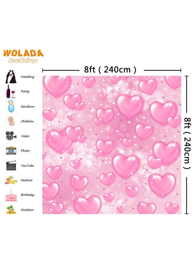 WOLADA 8x8FT Early 2000s Photography Backdrop 2000s Backdrop Pink Hearts Valentines Day Backdrop y2k Backdrops for Photoshoot Airbrush Backdrop 2000s Heart Backdrop Candy Heart Backdrop 12511 - Image 3