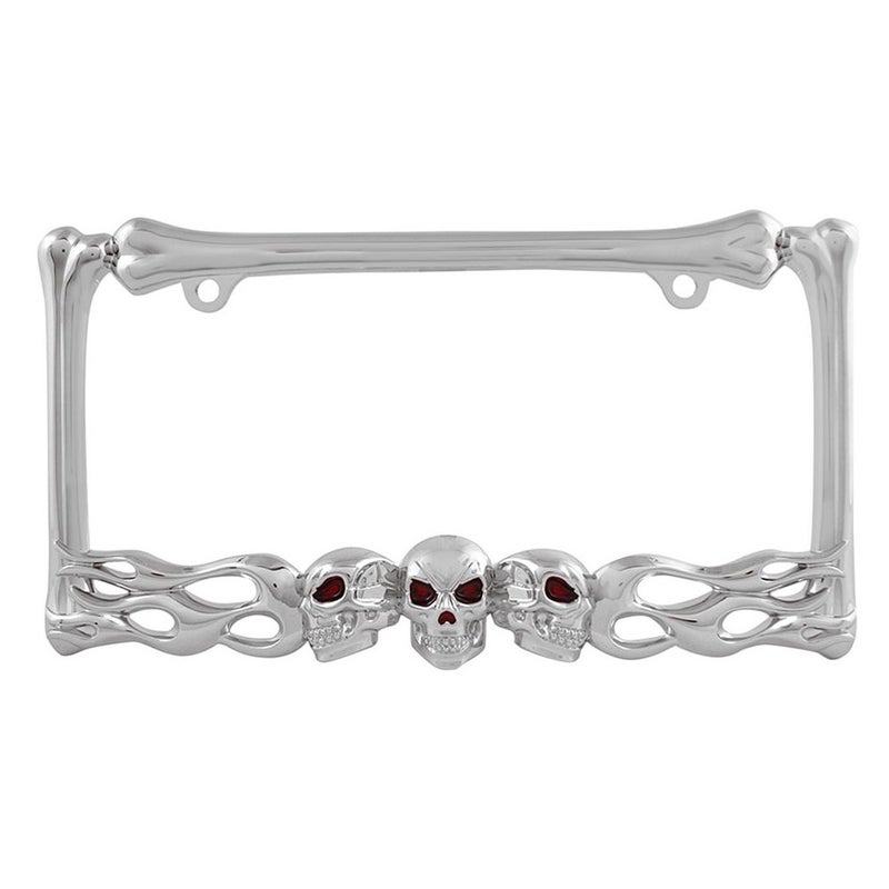 Pilot Automotive WL263-C Chrome 'Skull and Flame' License Plate Frame - Image 4