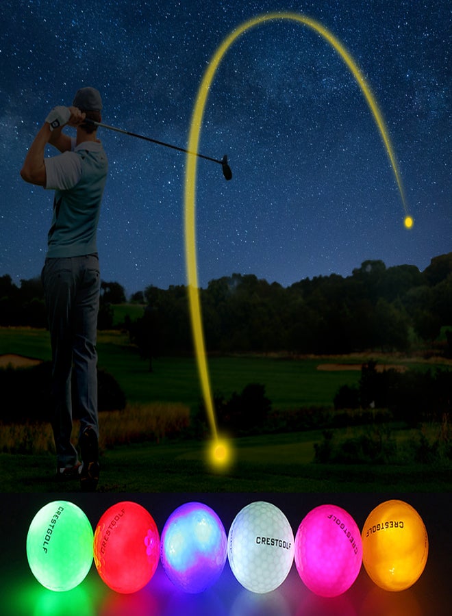 Crestgolf 6pcs LED Glowing Golf Balls Night LED Golf Balls Luminous Golf Balls - Image 5
