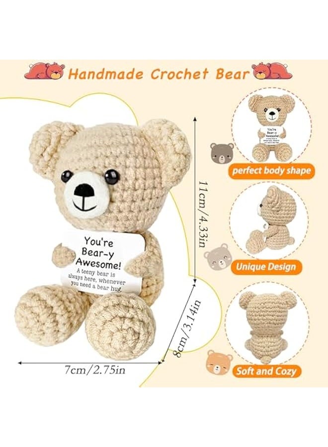 NIBEMINENT Positive Crochet Animals Positive Bear Emotional Support Crochet Stuffed Animal Small Teddy Bear Cute Handmade Gifts Knitted Doll with Positive Card for Women Men Mom Birthday Xmas Stocking Stuffer - Image 3