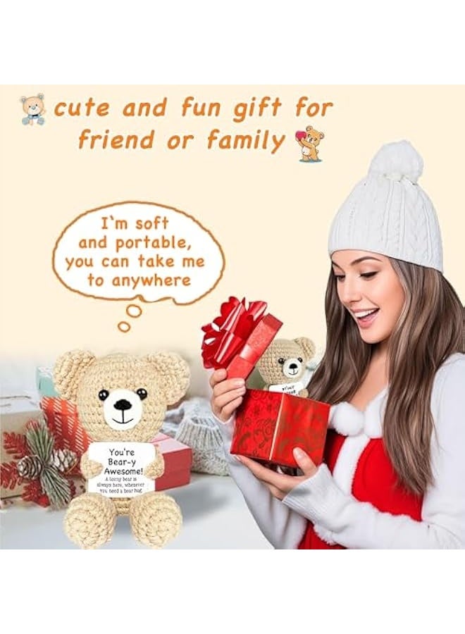 NIBEMINENT Positive Crochet Animals Positive Bear Emotional Support Crochet Stuffed Animal Small Teddy Bear Cute Handmade Gifts Knitted Doll with Positive Card for Women Men Mom Birthday Xmas Stocking Stuffer - Image 5