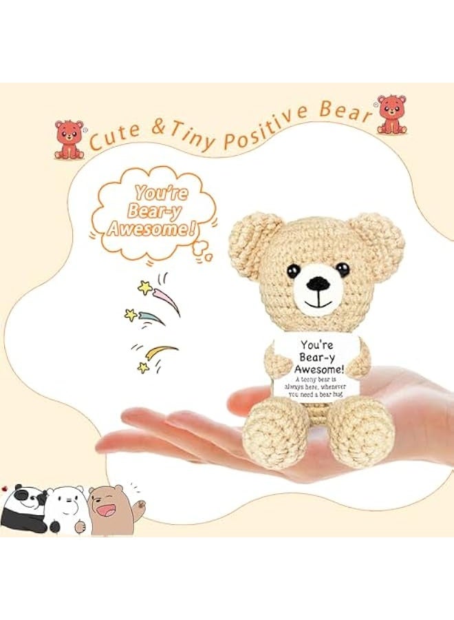 NIBEMINENT Positive Crochet Animals Positive Bear Emotional Support Crochet Stuffed Animal Small Teddy Bear Cute Handmade Gifts Knitted Doll with Positive Card for Women Men Mom Birthday Xmas Stocking Stuffer - Image 2