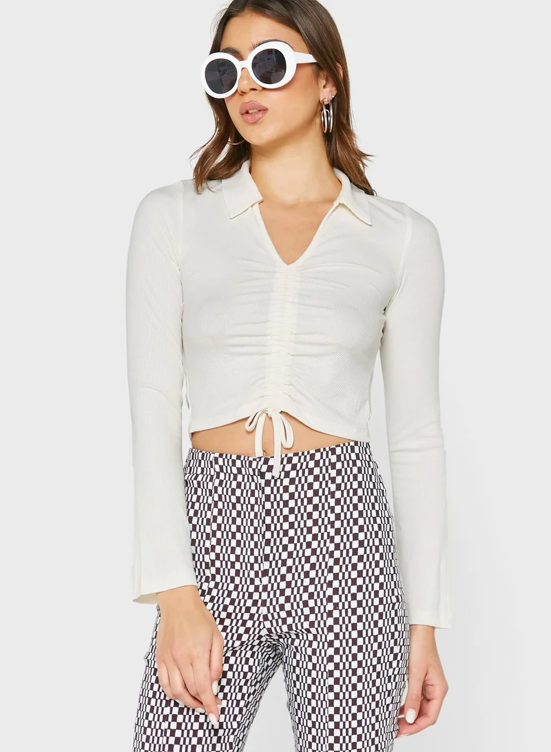 Miss Selfridge V-Neck Ruched Top