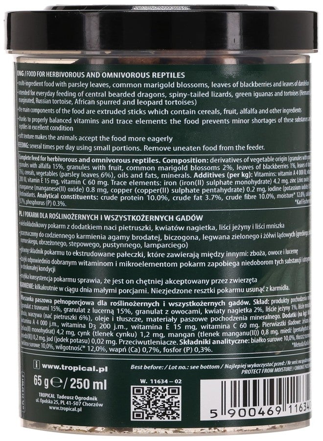 Tropical Reptiles Herbivore Soft Formula Food Fod Herbivorous & Omnivorous Reptiles 250ml/65g - (Item code-11634) - Image 3