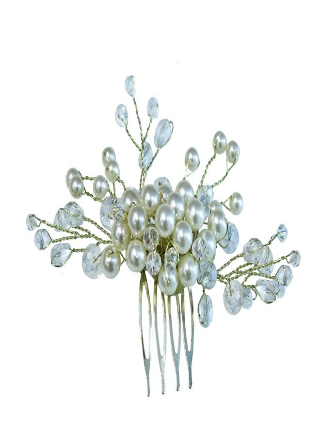 La Belleza Golden crystal hair accessory/side slide comb clip/Tiara for girls and women - Image 1