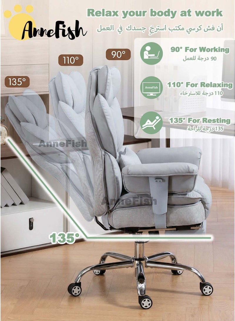 آن فش كرسي مكتب تنفيذي مريح بتصميم هندسي، مزود بمساند ذراع قابلة للرفع، مصنوع من جلد مقاوم لخدوش القطط، كرسي مكتب دوار بتصميم "كلاود" مع مسند للقدمين، قابل لتعديل الارتفاع، كرسي استرخاء، مناسب للمنزل والمكتب، كرسي مريح لألعاب الكمبيوتر، مقعد زنبركي، عجلات صامتة. - Image 5