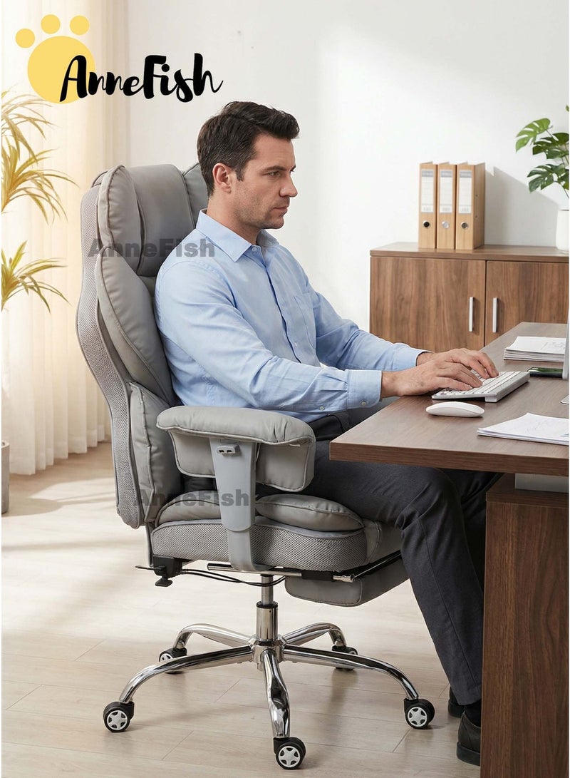 آن فش كرسي مكتب تنفيذي مريح بتصميم هندسي، مزود بمساند ذراع قابلة للرفع، مصنوع من جلد مقاوم لخدوش القطط، كرسي مكتب دوار بتصميم "كلاود" مع مسند للقدمين، قابل لتعديل الارتفاع، كرسي استرخاء، مناسب للمنزل والمكتب، كرسي مريح لألعاب الكمبيوتر، مقعد زنبركي، عجلات صامتة. - Image 3