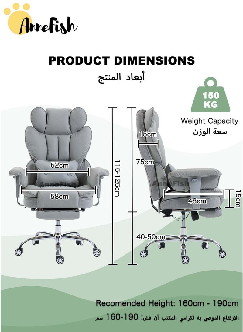 آن فش كرسي مكتب تنفيذي مريح بتصميم هندسي، مزود بمساند ذراع قابلة للرفع، مصنوع من جلد مقاوم لخدوش القطط، كرسي مكتب دوار بتصميم "كلاود" مع مسند للقدمين، قابل لتعديل الارتفاع، كرسي استرخاء، مناسب للمنزل والمكتب، كرسي مريح لألعاب الكمبيوتر، مقعد زنبركي، عجلات صامتة. - Image 4