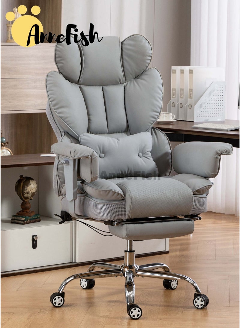 آن فش كرسي مكتب تنفيذي مريح بتصميم هندسي، مزود بمساند ذراع قابلة للرفع، مصنوع من جلد مقاوم لخدوش القطط، كرسي مكتب دوار بتصميم "كلاود" مع مسند للقدمين، قابل لتعديل الارتفاع، كرسي استرخاء، مناسب للمنزل والمكتب، كرسي مريح لألعاب الكمبيوتر، مقعد زنبركي، عجلات صامتة. - Image 1