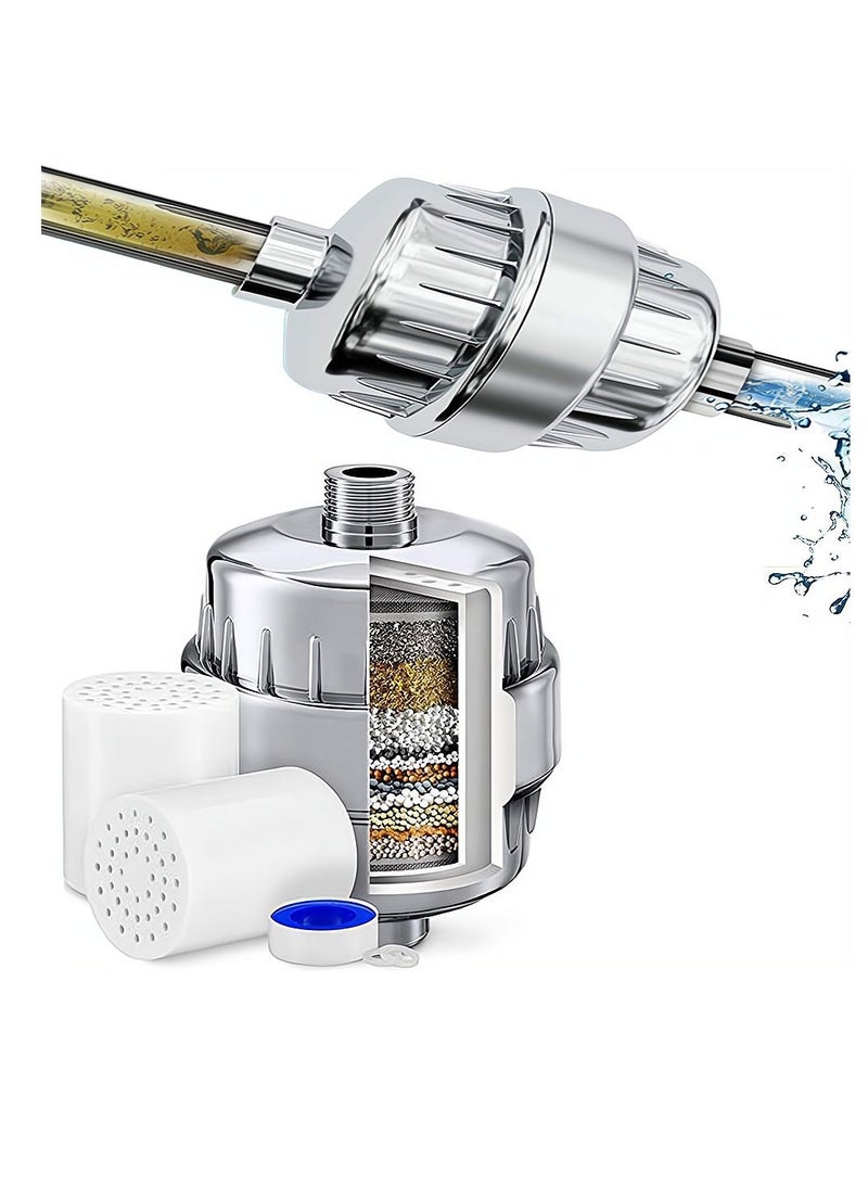 Y&D 15 Stage Shower Filter Head with Vitamin C Water Softener Reduces Dry Itchy Skin for Hard High Output to Remove Chlorine Heavy Metals and Other Sediments  - Image 1