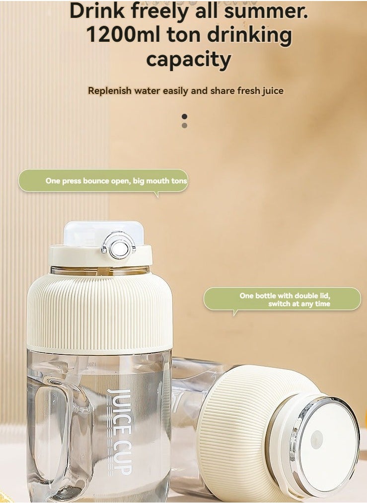 XiuWoo - 1.2L Juicer Cup Portable Rechargeable Blender  Efficient Stainless Steel Blades Dual Bottle Cap Design Food Grade Material Portable for Travel Camping Gym Office - Image 1